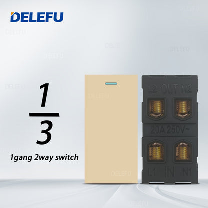 DELEFU Brasil 10A 20A Padrão Combinação Livre Ouro 118mm * 72mm DIY Switch CAT6 Computador TV Telefone Satélite Tomada de Parede