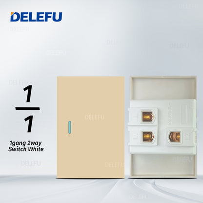 DELEFU Brasil 10A 20A Padrão Combinação Livre Ouro 118mm * 72mm DIY Switch CAT6 Computador TV Telefone Satélite Tomada de Parede