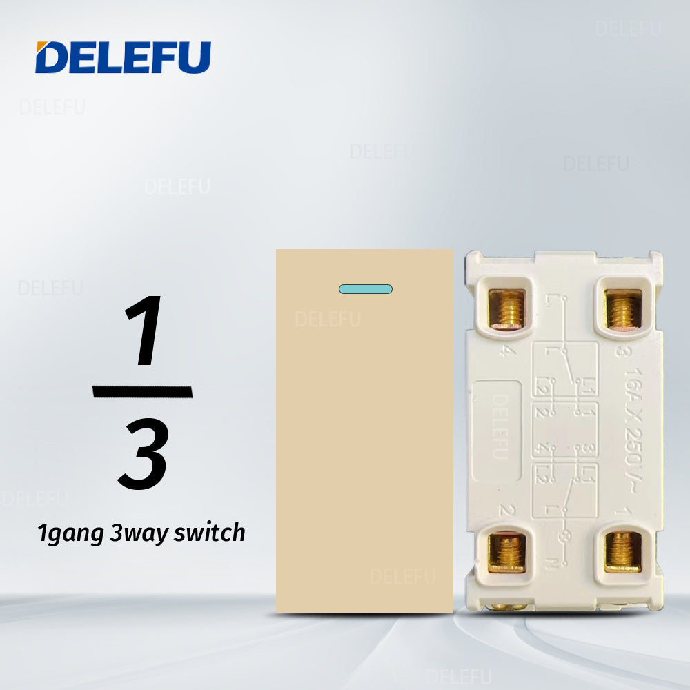 DELEFU Brasil 10A 20A Padrão Combinação Livre Ouro 118mm * 72mm DIY Switch CAT6 Computador TV Telefone Satélite Tomada de Parede