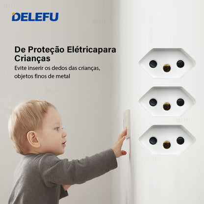 DELEFU 4*2 Vidro Temperado Cinza Brasil Soquete Padrão Duplo Usb Tipo C Parede Soquete Interruptor 10A 20A