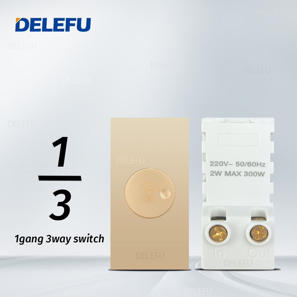 DELEFU Brasil 10A 20A Padrão Combinação Livre Ouro 118mm * 72mm DIY Switch CAT6 Computador TV Telefone Satélite Tomada de Parede