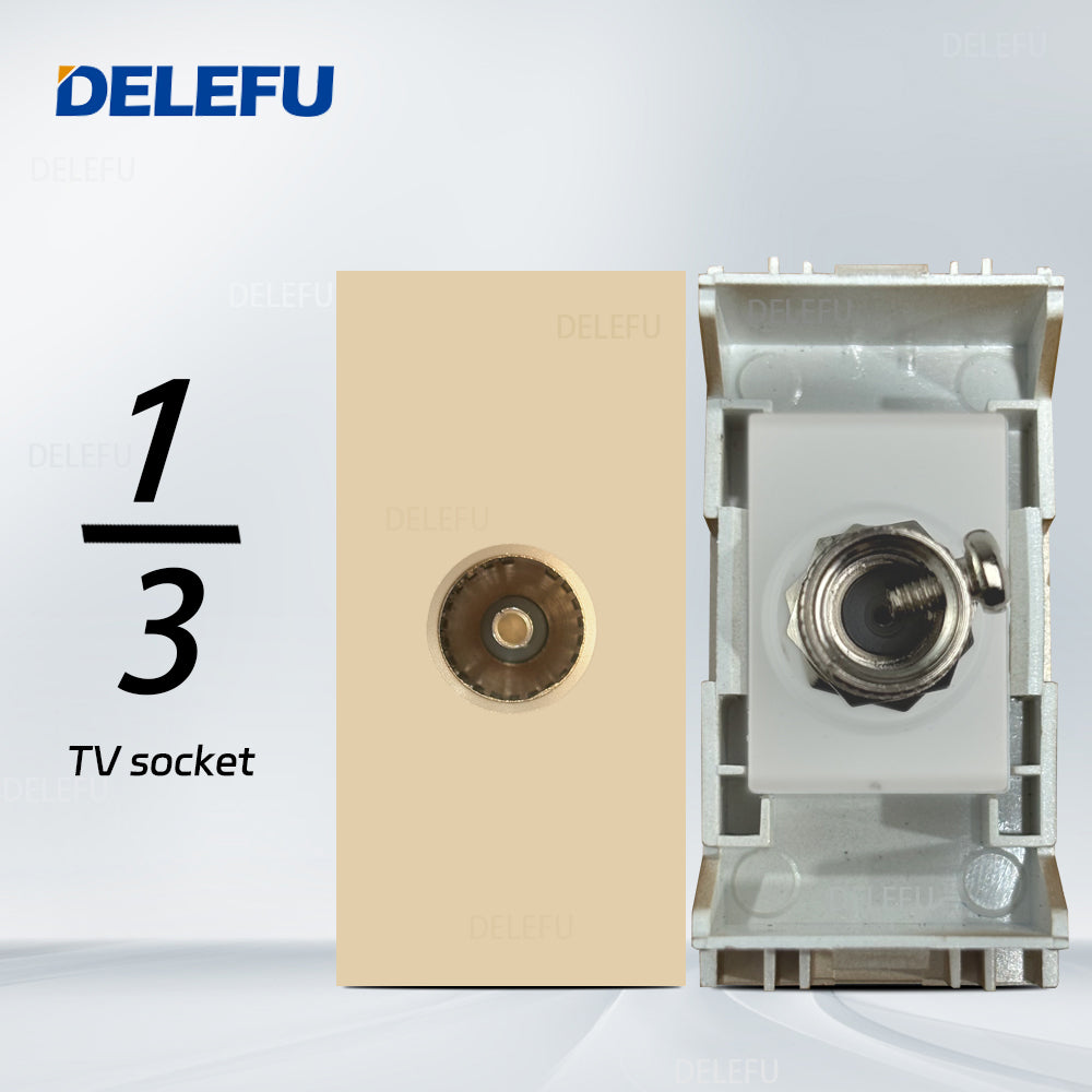 DELEFU Brasil 10A 20A Padrão Combinação Livre Ouro 118mm * 72mm DIY Switch CAT6 Computador TV Telefone Satélite Tomada de Parede