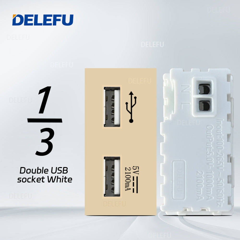 DELEFU Brasil 10A 20A Padrão Combinação Livre Ouro 118mm * 72mm DIY Switch CAT6 Computador TV Telefone Satélite Tomada de Parede