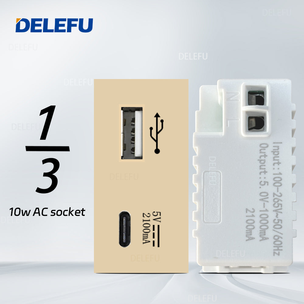 DELEFU Brasil 10A 20A Padrão Combinação Livre Ouro 118mm * 72mm DIY Switch CAT6 Computador TV Telefone Satélite Tomada de Parede