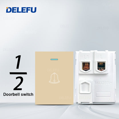 DELEFU Brasil 10A 20A Padrão Combinação Livre Ouro 118mm * 72mm DIY Switch CAT6 Computador TV Telefone Satélite Tomada de Parede