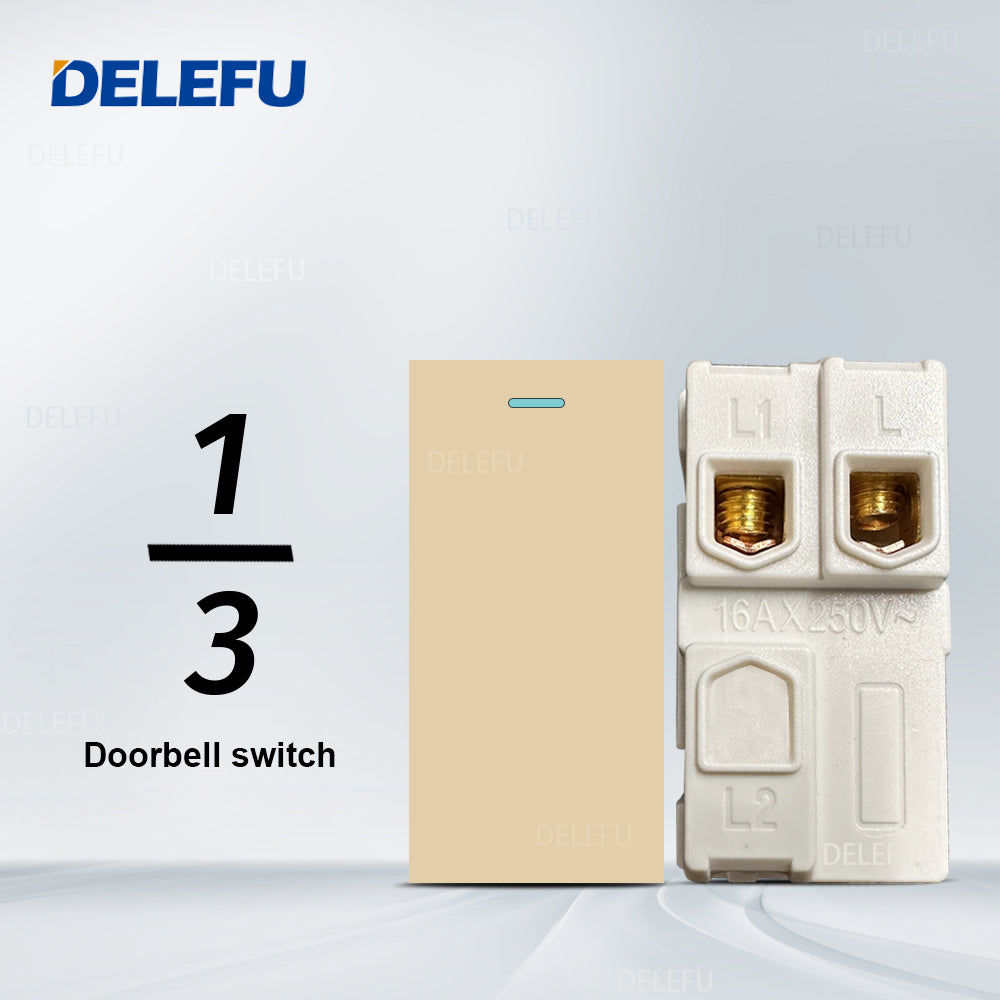 DELEFU Brasil 10A 20A Padrão Combinação Livre Ouro 118mm * 72mm DIY Switch CAT6 Computador TV Telefone Satélite Tomada de Parede