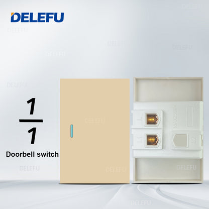 DELEFU Brasil 10A 20A Padrão Combinação Livre Ouro 118mm * 72mm DIY Switch CAT6 Computador TV Telefone Satélite Tomada de Parede